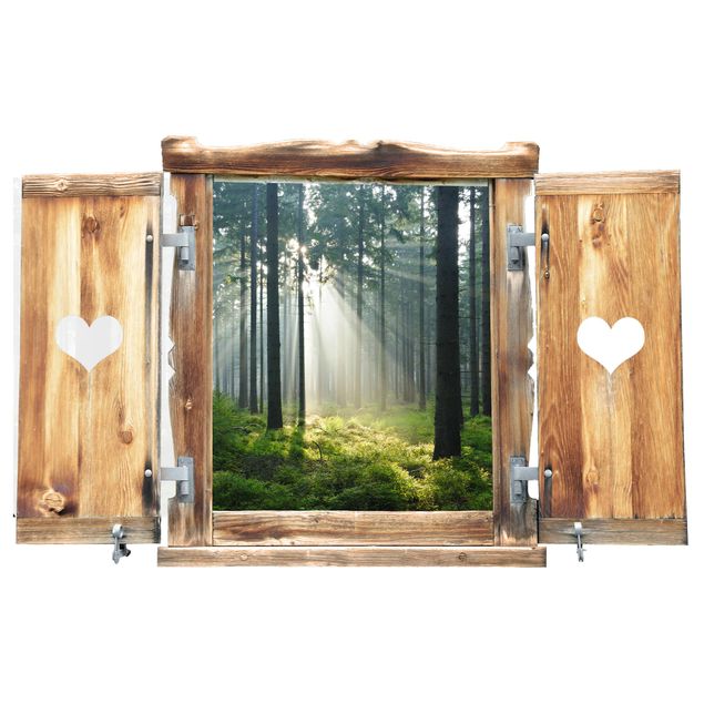 3D Wandsticker Fenster mit Herz Enlightened Forest