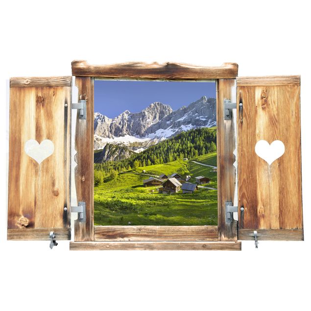 Mirau Bilder Fenster mit Herz Steiermark Almwiese