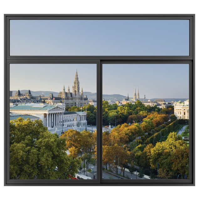 Küchen Deko Fenster Schwarz Blick über Wien