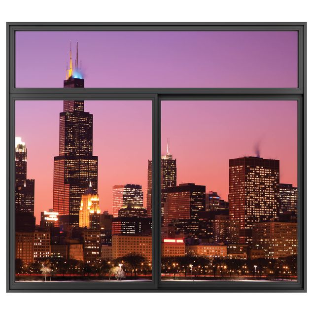Küche Dekoration Fenster Schwarz Chicago Skyline