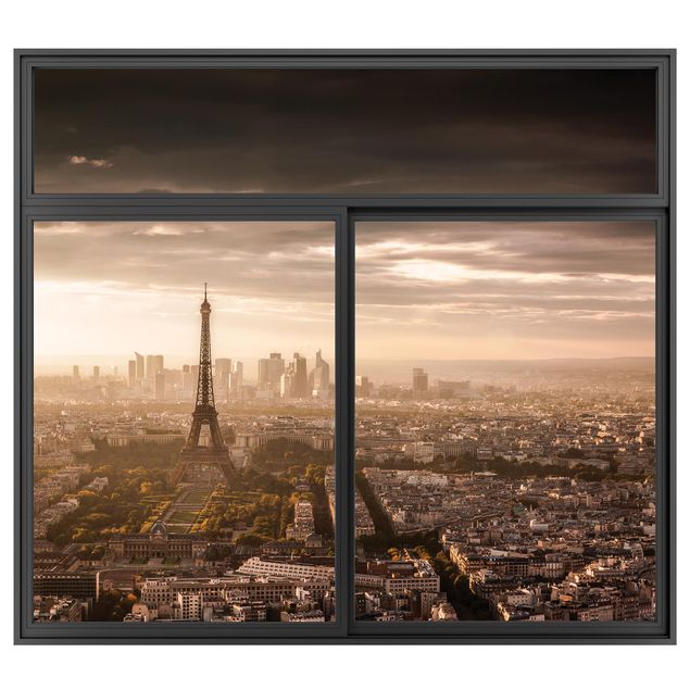 Küchen Deko Fenster Schwarz Großartiger Blick über Paris