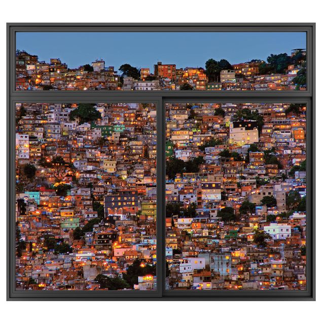 Küche Dekoration Fenster Schwarz Rio de Janeiro Favela Sonnenuntergang