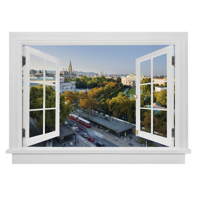 Wanddeko Küche Offenes Fenster Blick über Wien
