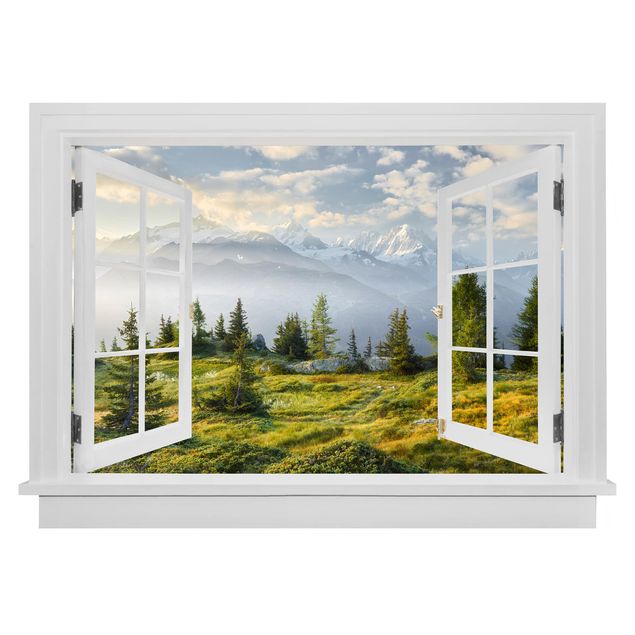 Rainer Mirau Kunstdrucke Offenes Fenster Émosson Wallis Schweiz