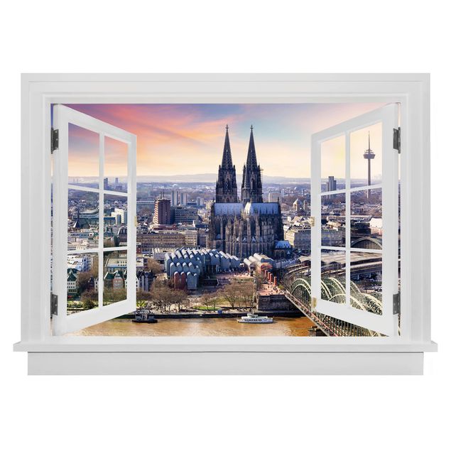 Küchen Deko Offenes Fenster Köln Skyline mit Dom