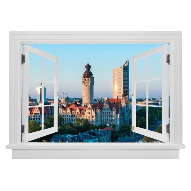 Wanddeko Küche Offenes Fenster Leipzig Skyline