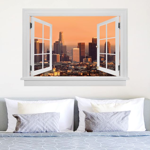 Autocolantes de parede metrópoles Offenes Fenster Skyline of Los Angeles