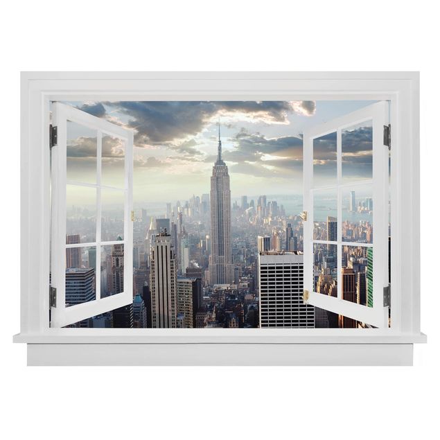 Wanddeko Küche Offenes Fenster Sonnenaufgang in New York