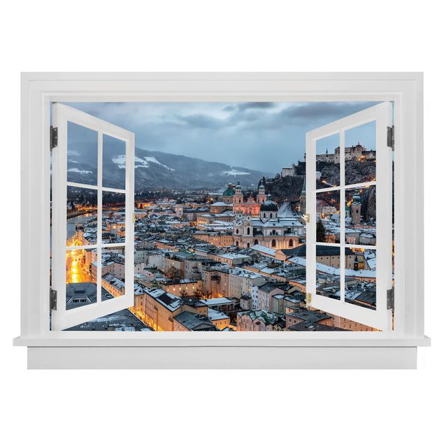 Küche Dekoration Offenes Fenster Verschneites Salzburg