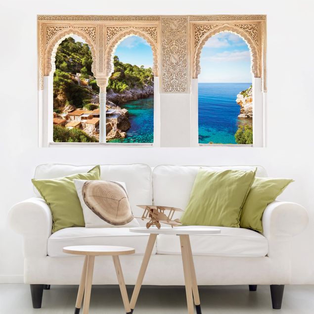 Wandtattoo Insel Verzierte Fenster Cala de Deia in Mallorca