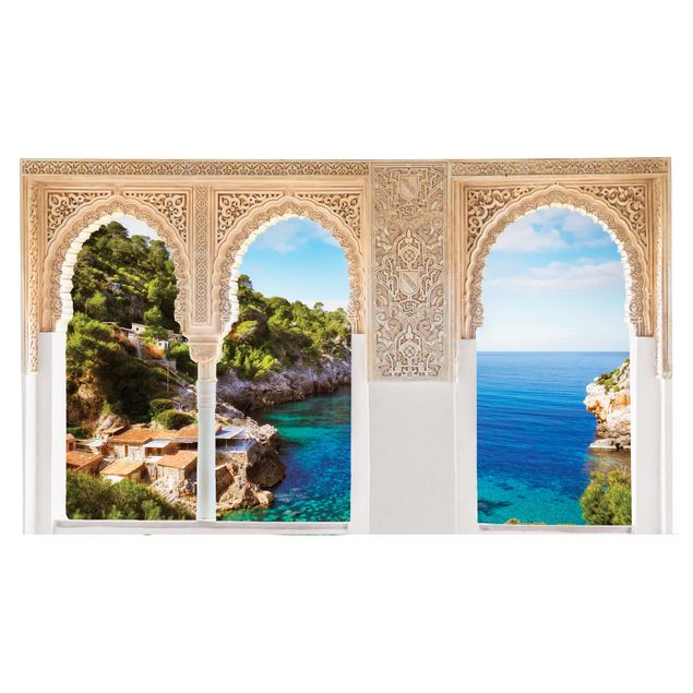 Küche Dekoration Verzierte Fenster Cala de Deia in Mallorca