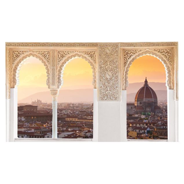 Wandaufkleber Stein Verzierte Fenster Florenz