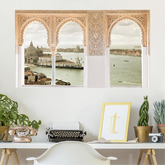 Wandtattoo Metropolen Verzierte Fenster Lagune von Venedig