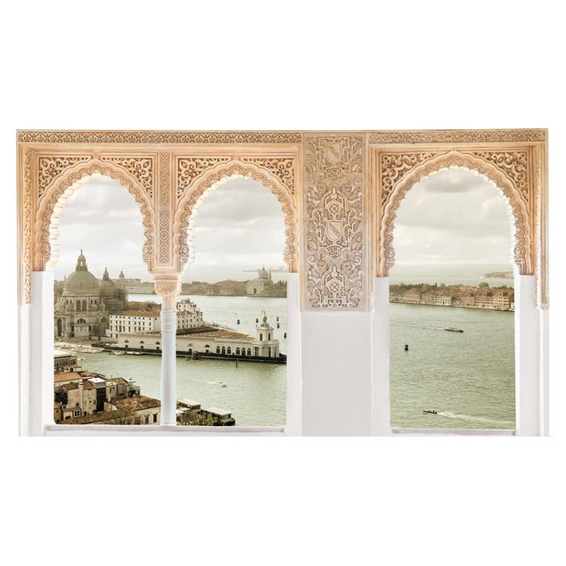 Wandtattoo Stein Verzierte Fenster Lagune von Venedig