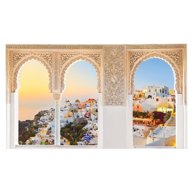 Wandtattoo Steinoptik Verzierte Fenster Strahlendes Santorin