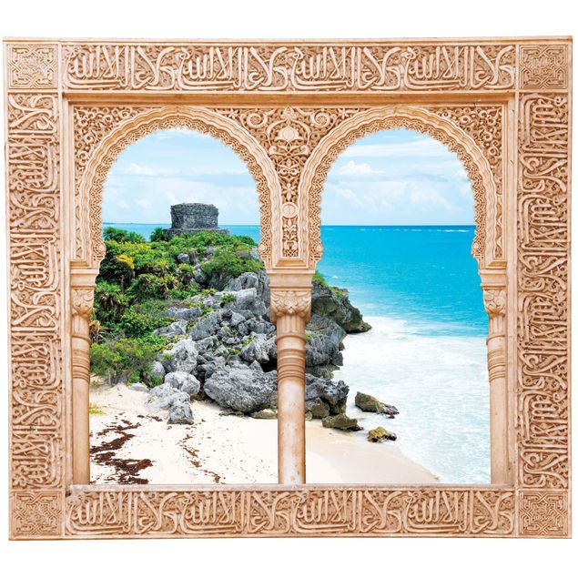 Küchen Deko Verziertes Fenster Karibikküste Tulum Ruinen