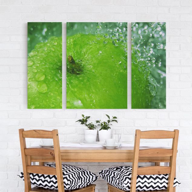 Leinwandbild 3-teilig - Green Apple - Triptychon