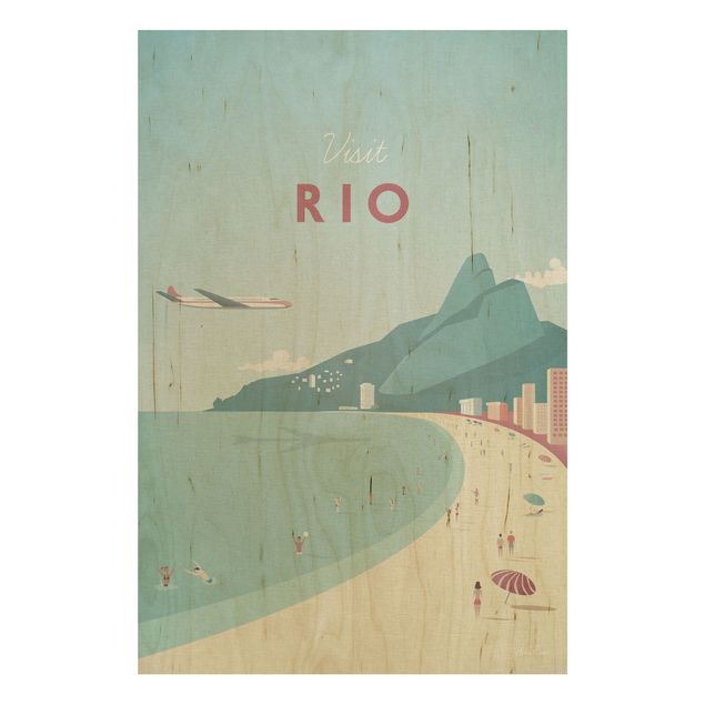 Holzbilder Landschaften Reiseposter - Rio de Janeiro