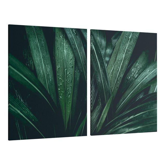 Wandbilder Blumen Grüne Palmenblätter