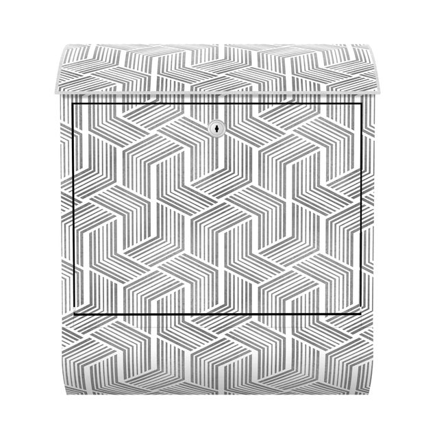 Briefkasten Design 3D Muster mit Streifen in Silber