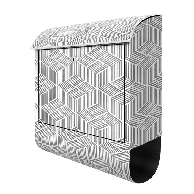 Briefkasten - 3D Muster mit Streifen in Silber