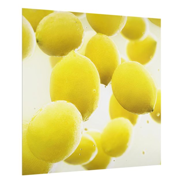 Glas Spritzschutz - Zitronen im Wasser - Quadrat - 1:1