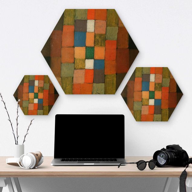 Hexagon Bild Holz - Paul Klee - Steigerung