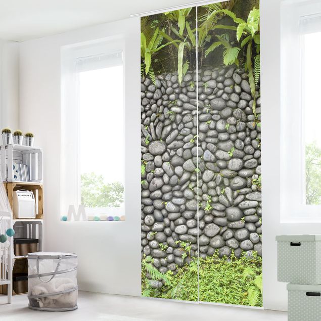 Wanddeko Küche Steinwand mit Pflanzen