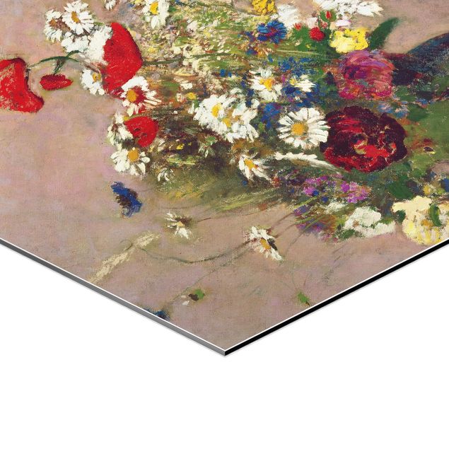 Hexagon Bilder Odilon Redon - Blumenvase mit Mohn