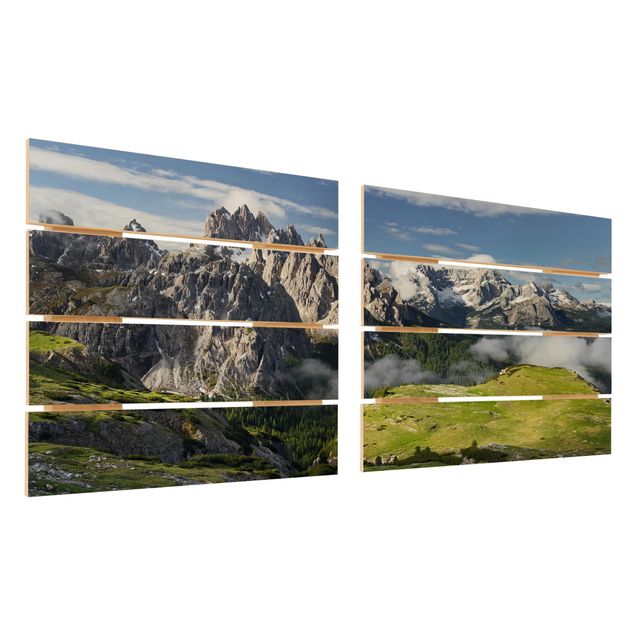Wandbild Holz Italienische Alpen