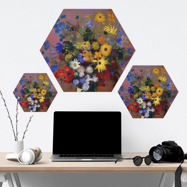 Hexagon Bilder Odilon Redon - Blumen in einer Vase