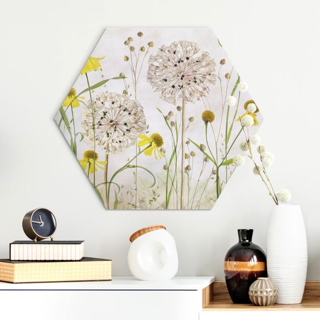Küche Dekoration Allium und Helenium Illustration