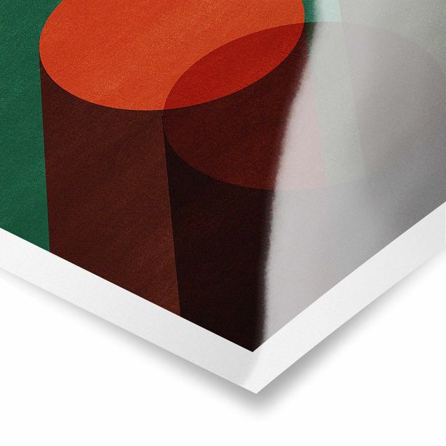 Kubistika Bilder Abstrakte Formen - Kreise in Grün und Rot