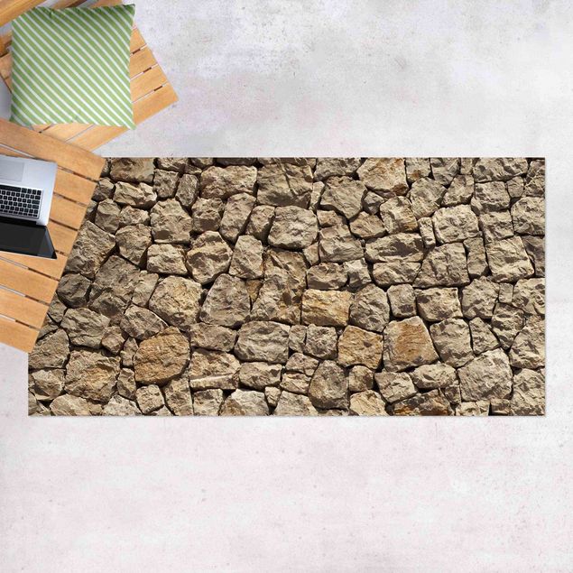 Aussen Teppich Alte Wand aus Pflasterstein