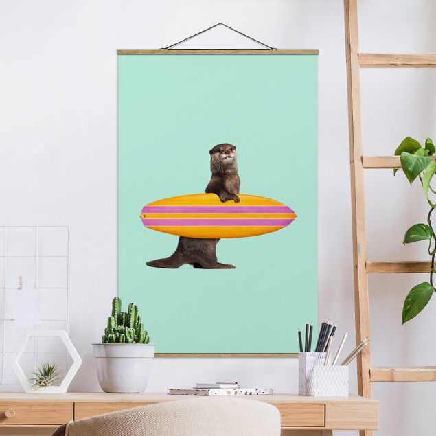 Wanddeko Küche Otter mit Surfbrett