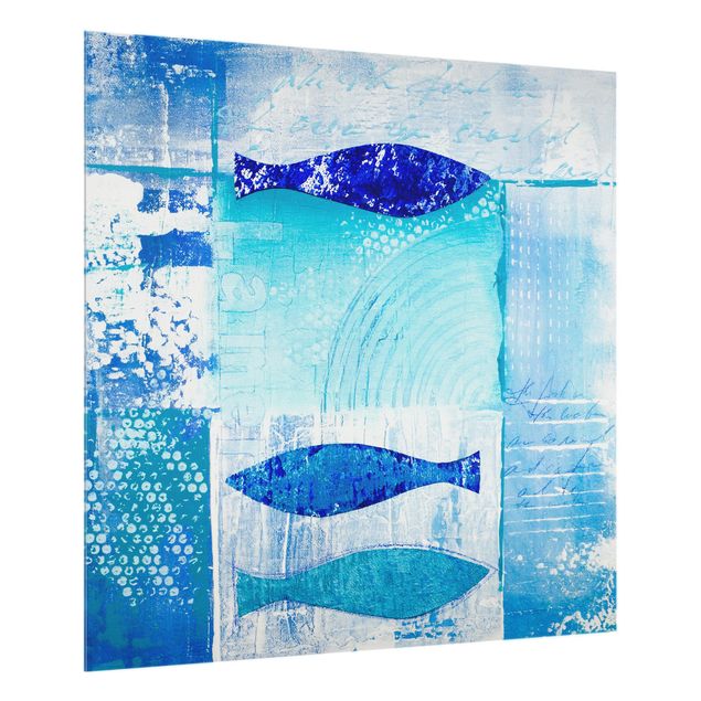 Küchenspiegel Glas Fish in the blue