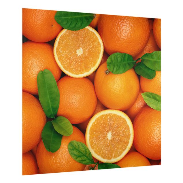 Glas Spritzschutz - Saftige Orangen - Quadrat - 1:1