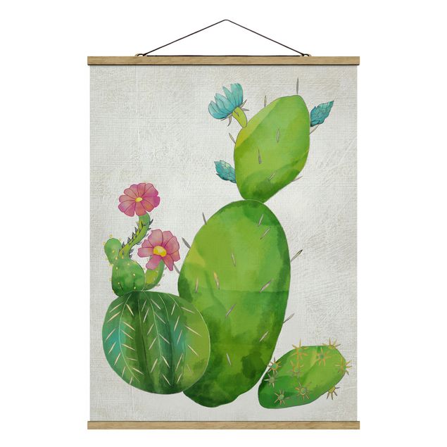 Wandbilder Familie Kaktusfamilie rosa türkis