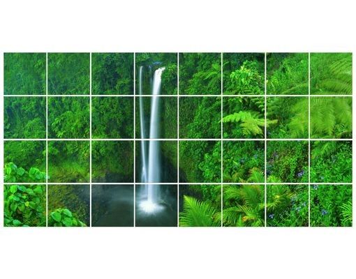 Fliesensticker grün Paradiesischer Wasserfall