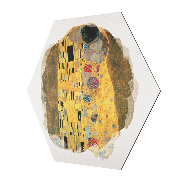 Wandbilder Modern Wasserfarben - Gustav Klimt - Der Kuss