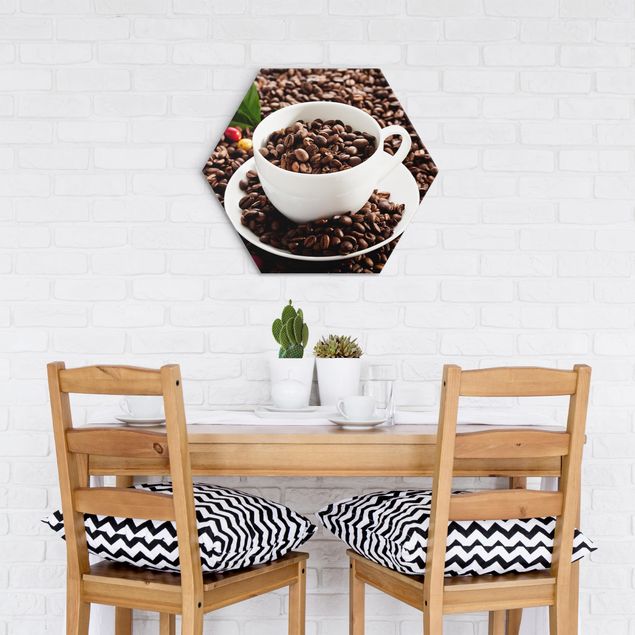 Wandbilder Kaffee Kaffeetasse mit gerösteten Kaffeebohnen