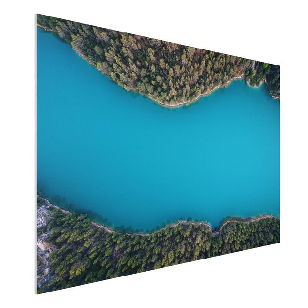 Wanddeko Küche Luftbild - Tiefblauer See