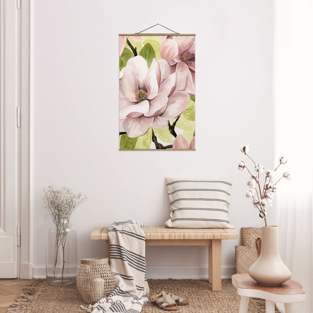 Wandbilder Blumen Magnolie errötet I