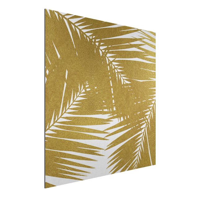 Küche Dekoration Blick durch goldene Palmenblätter