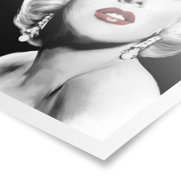Wandbilder Schwarz-Weiß Marilyn mit Ohrschmuck