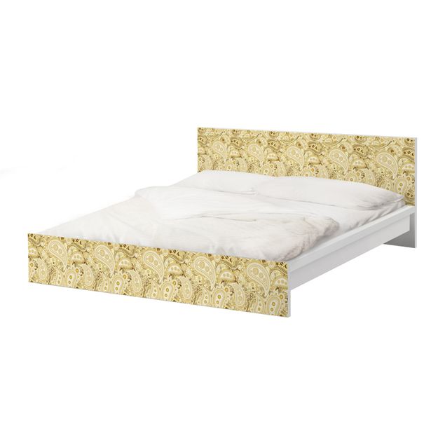 Möbelfolie für IKEA Malm Bett niedrig 180x200cm - Klebefolie Retro Paisley