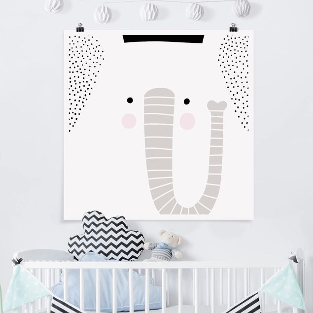 Babyzimmer Deko Tierpark mit Mustern - Elefant