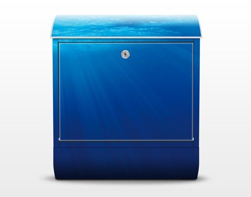 Briefkasten blau mit Zeitungsfach Arctic Sun