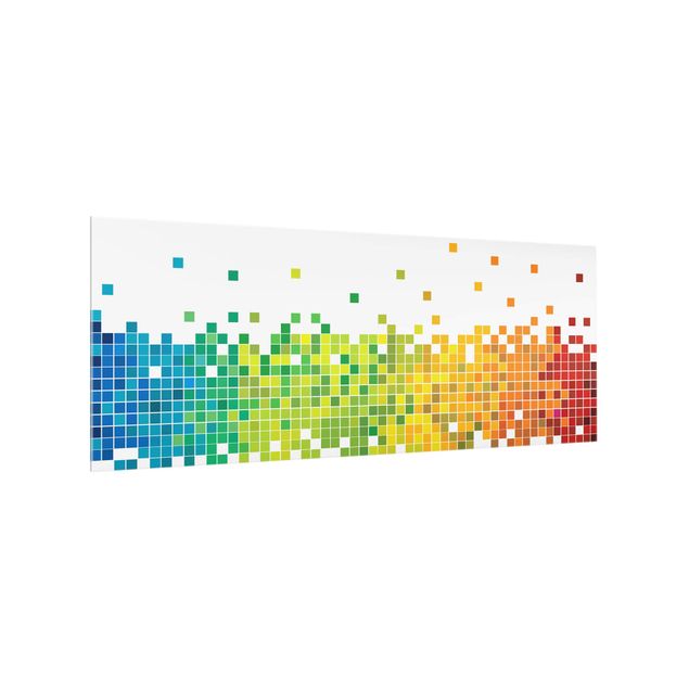 Glasrückwand Küche Pixel-Regenbogen