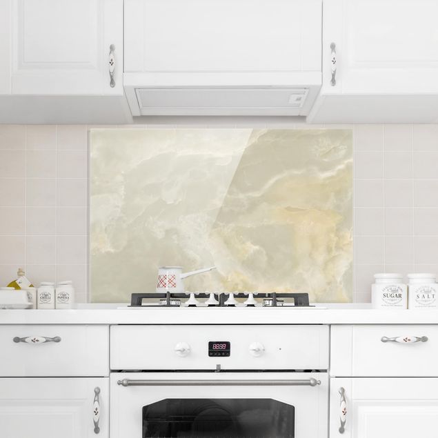 Glasrückwand Küche Steinoptik Onyx Marmor Creme